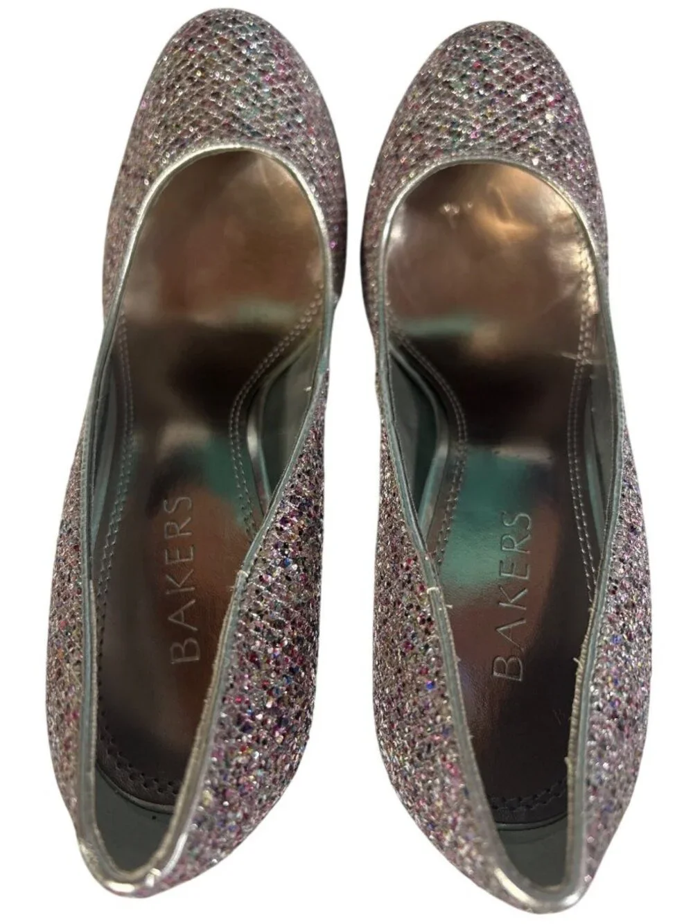 Bakers Womens Size 7M Multicolor Glitter Platform Stiletto Heels High Heel Dress